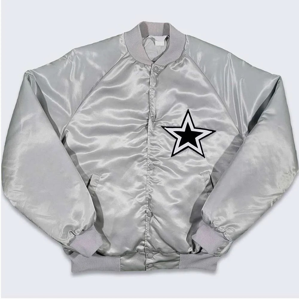 80’s Dallas Cowboys Silver Bomber Jacket - back view
