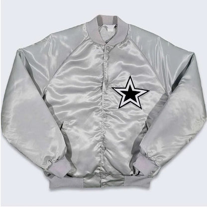 80’s Dallas Cowboys Silver Bomber Jacket - back view