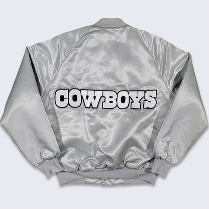 80’s Dallas Cowboys Silver Bomber Jacket - side view