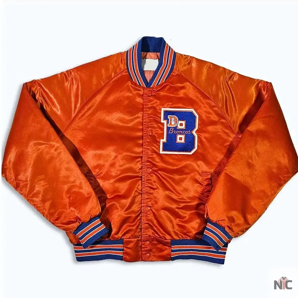 80s Denver Broncos Orange Bomber Jacket Clanton Jacket