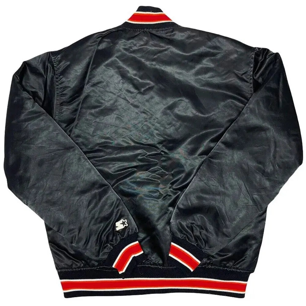 90s Miami Heat Satin Black Jacket Clanton Jacket
