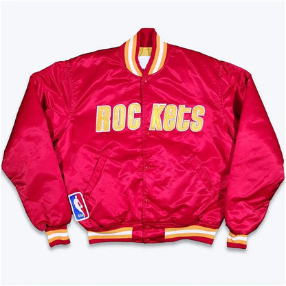 90s Houston Rockets Red Satin Jacket.