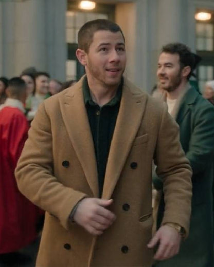 A Very Jonas Christmas Nick Jonas Brown Coat