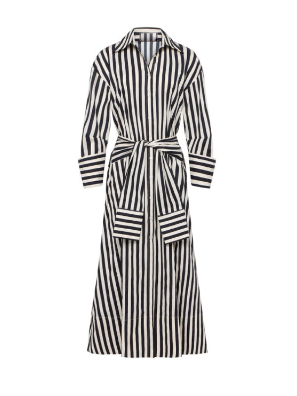 Quinta Brunson Abbott Elementary Season 6 Black & White Striped Dress - front view