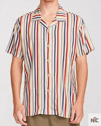 Access Hollywood Scott Evans Striped Short Sleeve Shirt Clanton Jacket