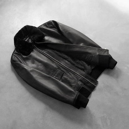 Airin G-1 Black Leather Bomber Jacket Clanton Jacket