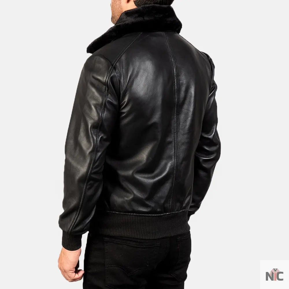Airin G-1 Black Leather Bomber Jacket Clanton Jacket