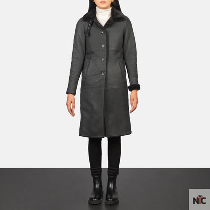 Alina Shearling Black Leather Coat Clanton Jacket