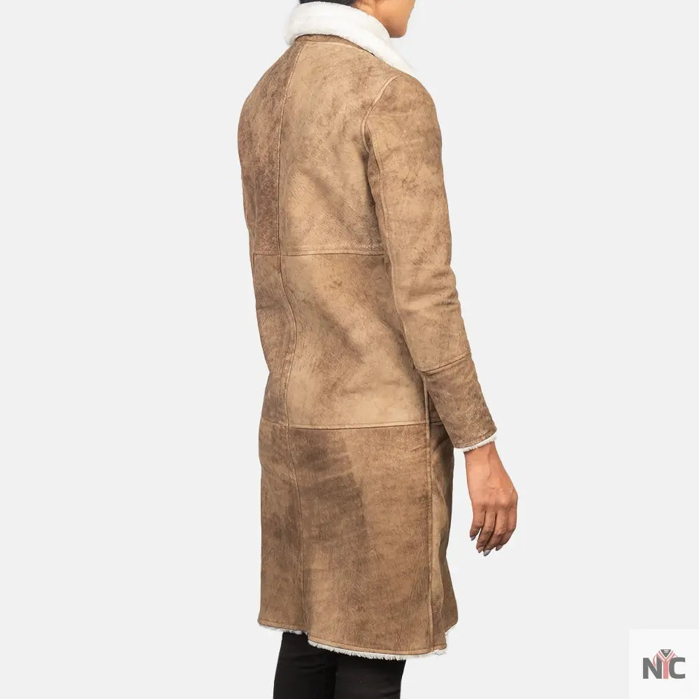 Alina Shearling Brown Leather Coat Clanton Jacket