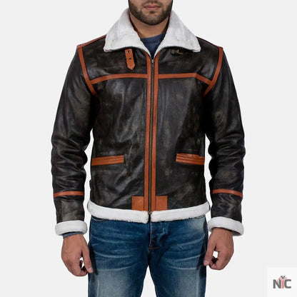 Alpine Brown Fur Leather Jacket Clanton Jacket