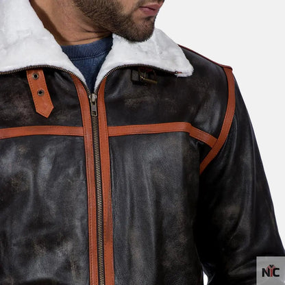 Alpine Brown Fur Leather Jacket Clanton Jacket