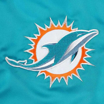 Aqua Miami Dolphins Pick and Roll Satin Jacket - detail view