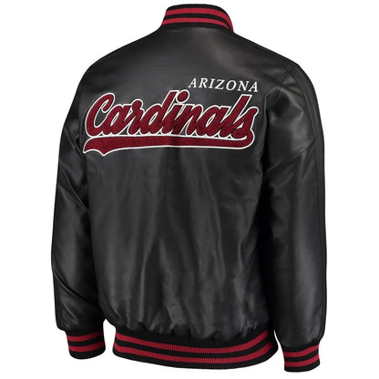 Arizona Cardinals Stiff Arm Varsity Leather Jacket - back view