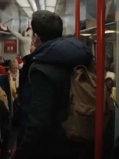 Asa Butterfield Your Christmas or Mine Blue Puffer Vest
