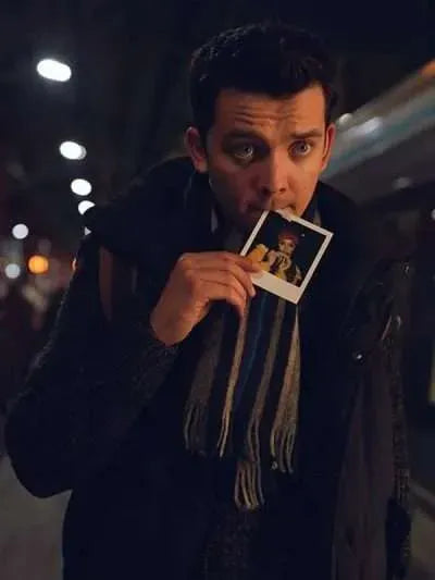 Asa Butterfield Your Christmas or Mine Blue Puffer Vest