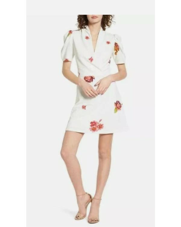 Madison Davenport Sharp Objects Floral Wrap Mini Dress - front view