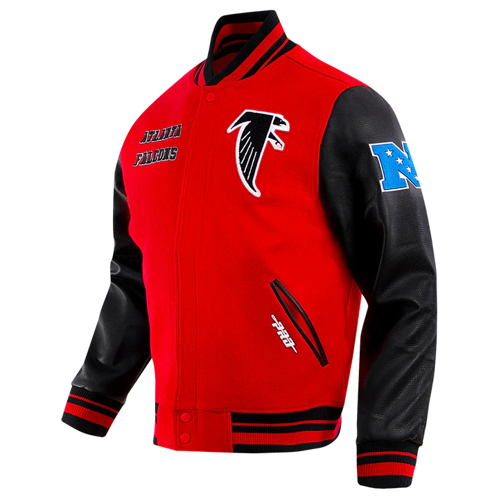 Atlanta Falcons Retro Classic Rib Wool Varsity Jacket - back view