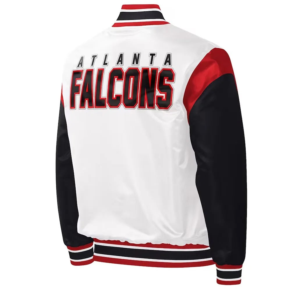 Atlanta Falcons Throwback Warm Up Pitch Satin Jacket - side view