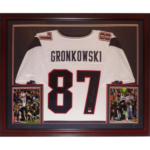 Autographed Rob Gronkowski New England Patriots White #87 Deluxe Framed Jersey WorthVee