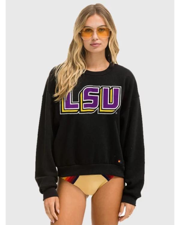 Aviator Nation x LSU Relaxed Crewneck Black Sweatshirt - view 3