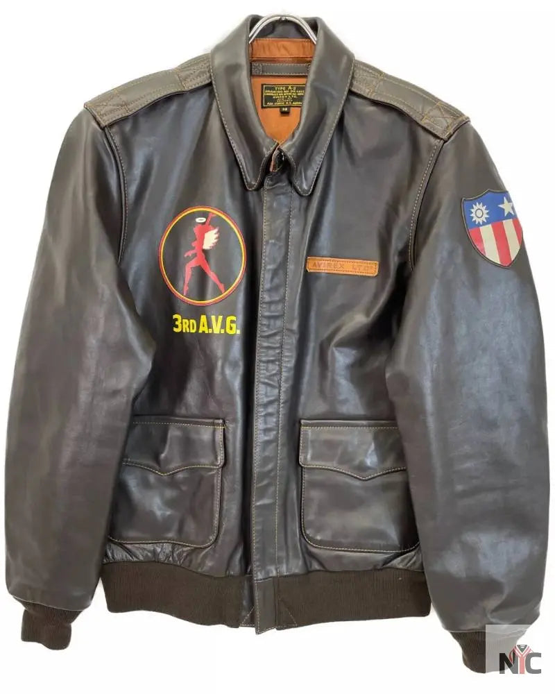 Avirex American Volunteer Group Horsehide A-2 Brown Jacket Clanton Jacket