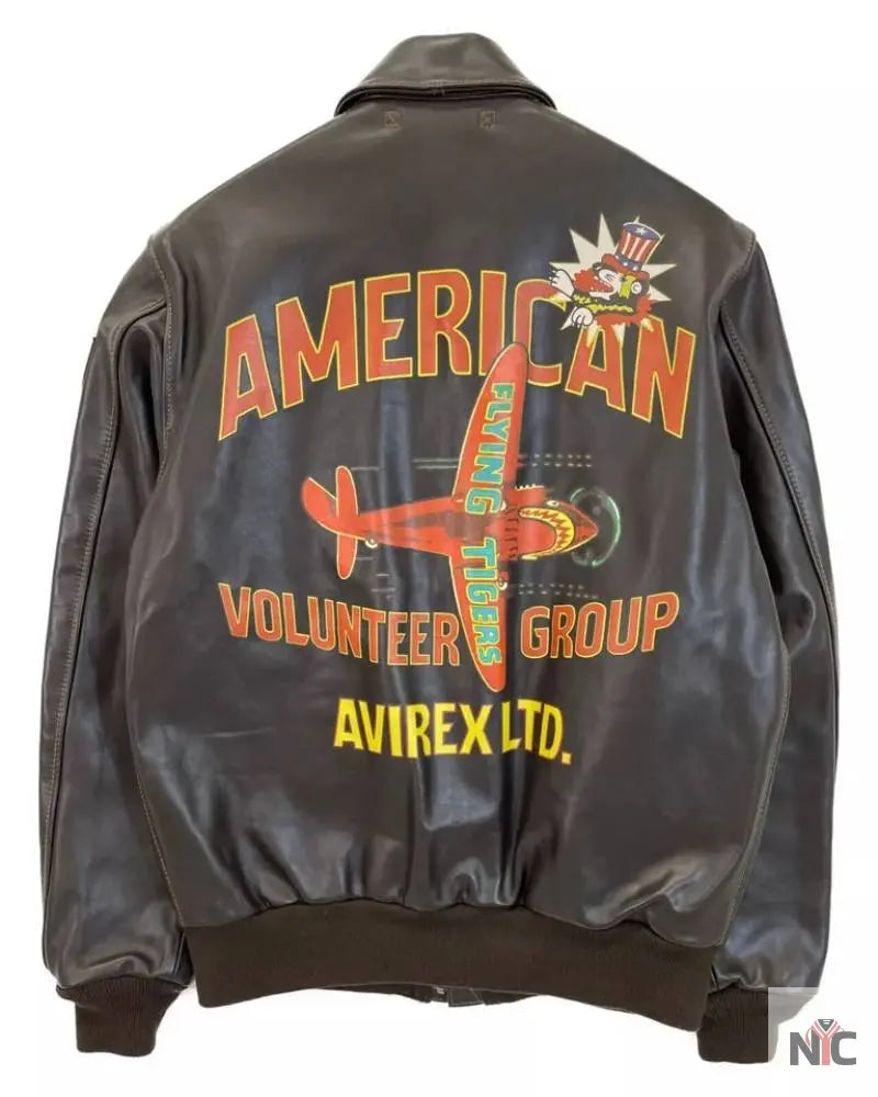 Avirex American Volunteer Group Horsehide A-2 Brown Jacket Clanton Jacket