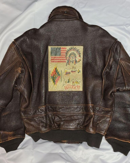 Avirex G-1 Brown Leather Flight Jacket Clanton Jacket