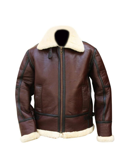 B3 RAF Aviator Pilot Flight WWII Shearling Bomber Jacket