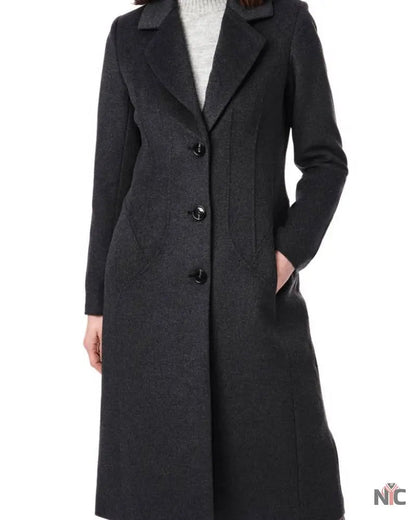 Bernardo Charcoal Tailored Wool Blend Coat Clanton Jacket