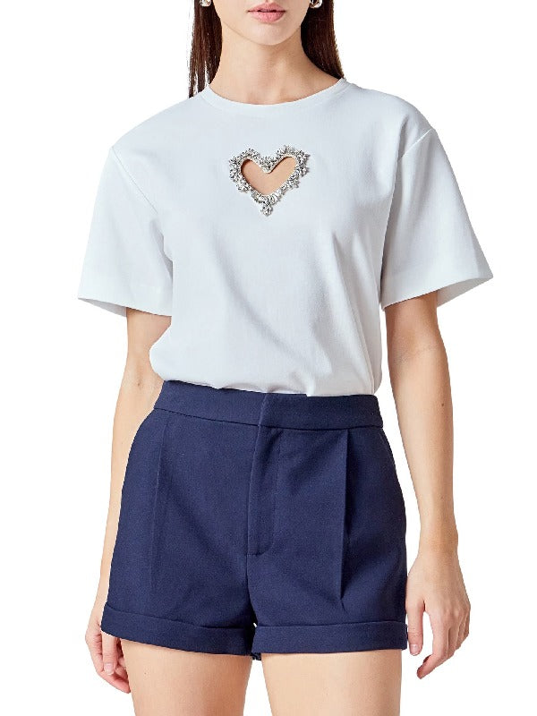 Beyond the Gates Samantha Richardson White Heart Cutout Top WorthVee