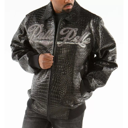 Pelle Pelle Scripted Leather Black Jacket - back view