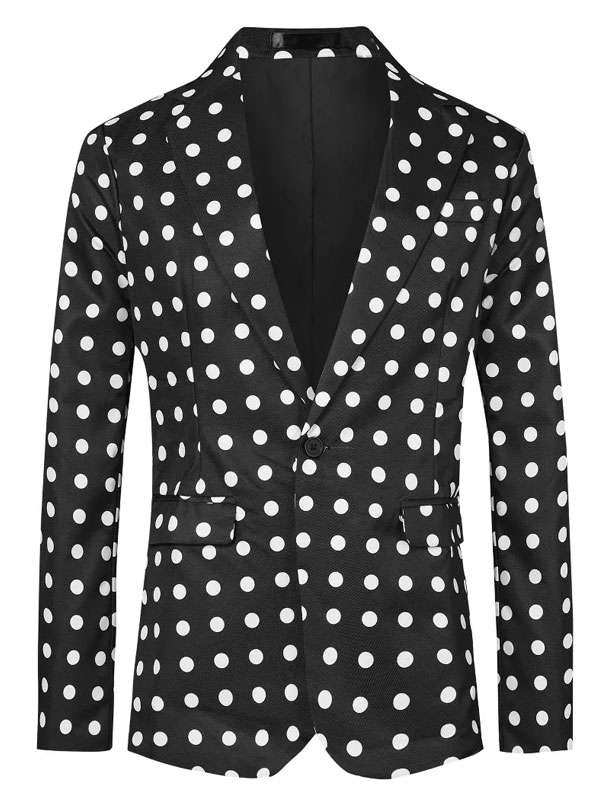 Men Black Polka Dot Blazer