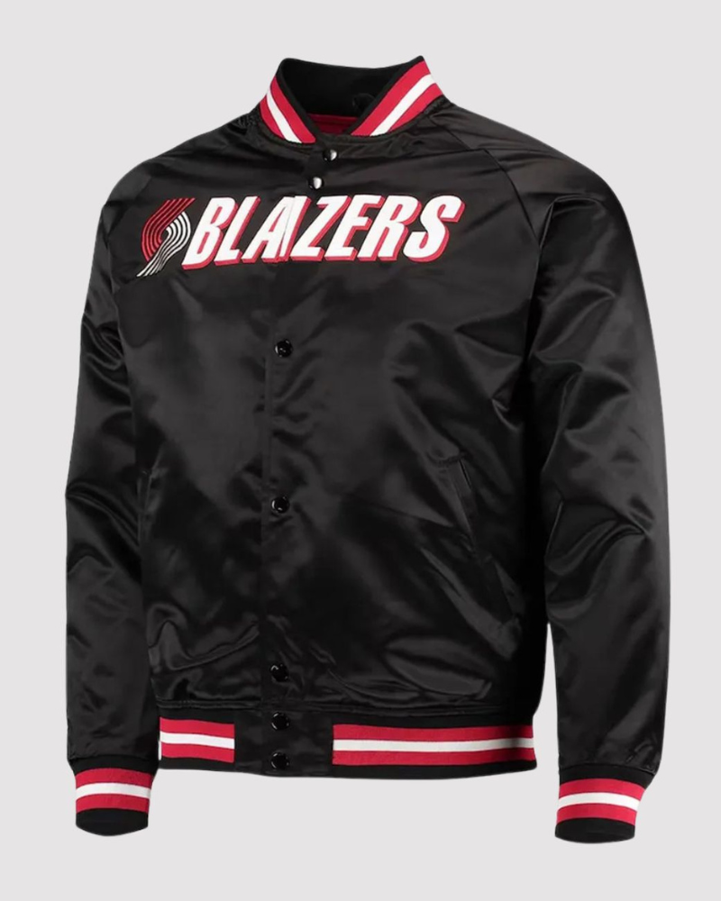 Black Portland Trail Blazers Throwback Wordmark Jacket