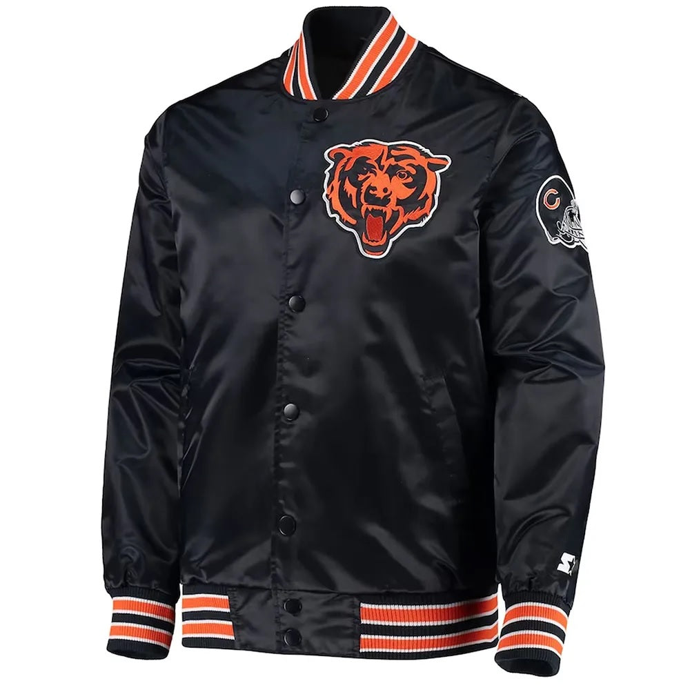 The Diamond Chicago Bears Retro Satin Jacket - back view