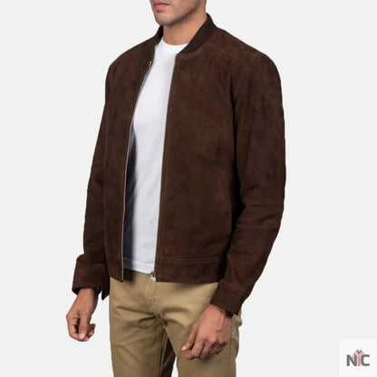 Blain Mocha Suede Bomber Jacket Clanton Jacket