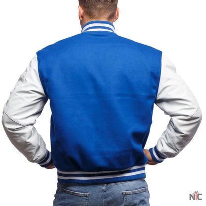 Blue And White Varsity Jacket Clanton Jacket