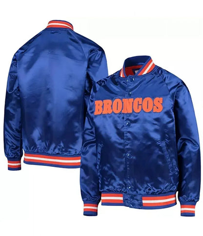 Bomber Denver Broncos Royal Blue Satin Jacket