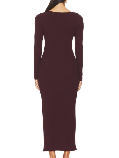Brooke Logan The Bold and the Beautiful Burgundy Button-Front Dress - side view