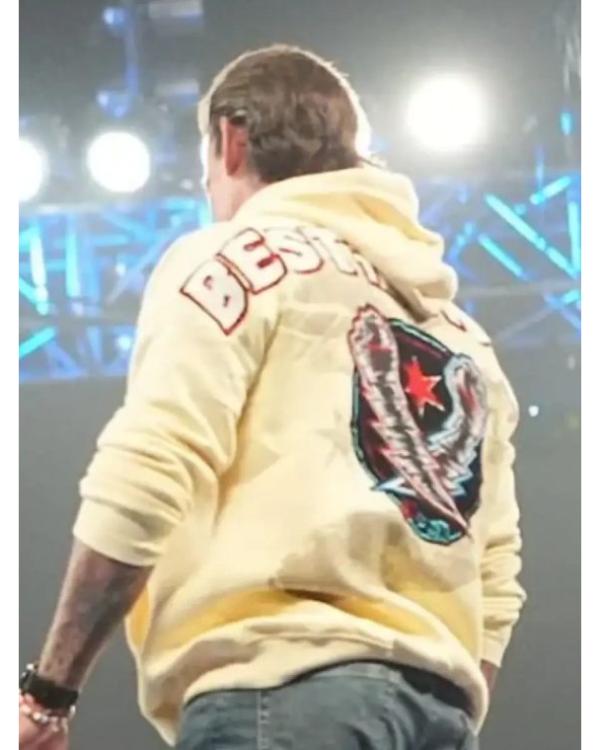 CM Punk SmackDown 2026 Lightning Fists Cream Hoodie - front view
