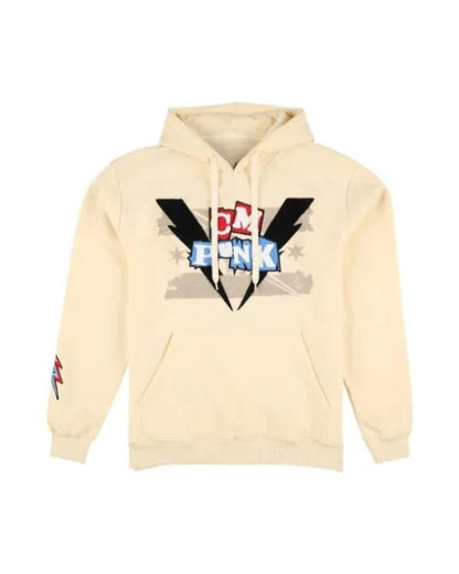 CM Punk SmackDown 2026 Lightning Fists Cream Hoodie - side view