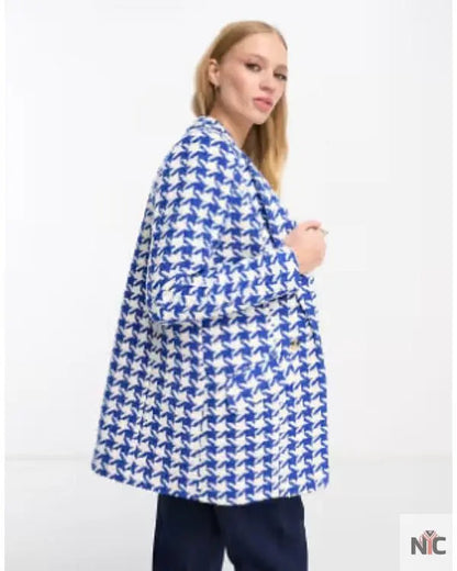 Call Me Bae S01 Ananya Panday Blue Houndstooth Blazer Clanton Jacket
