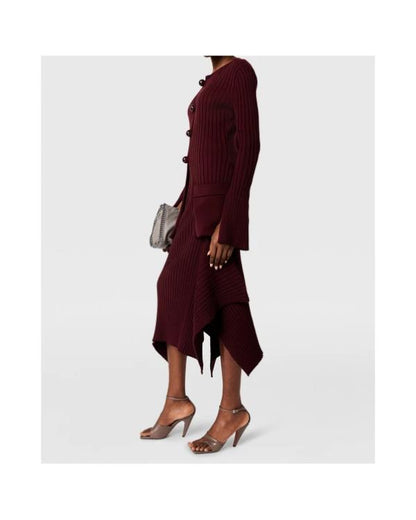 War S01 Sienna Miller Burgundy Ribbed Knit Cardigan - view 4