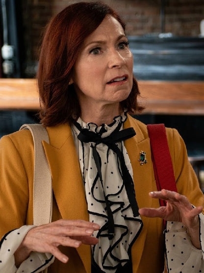 Carrie Preston Elsbeth S4 White Polka Dot Ruffle Shirt