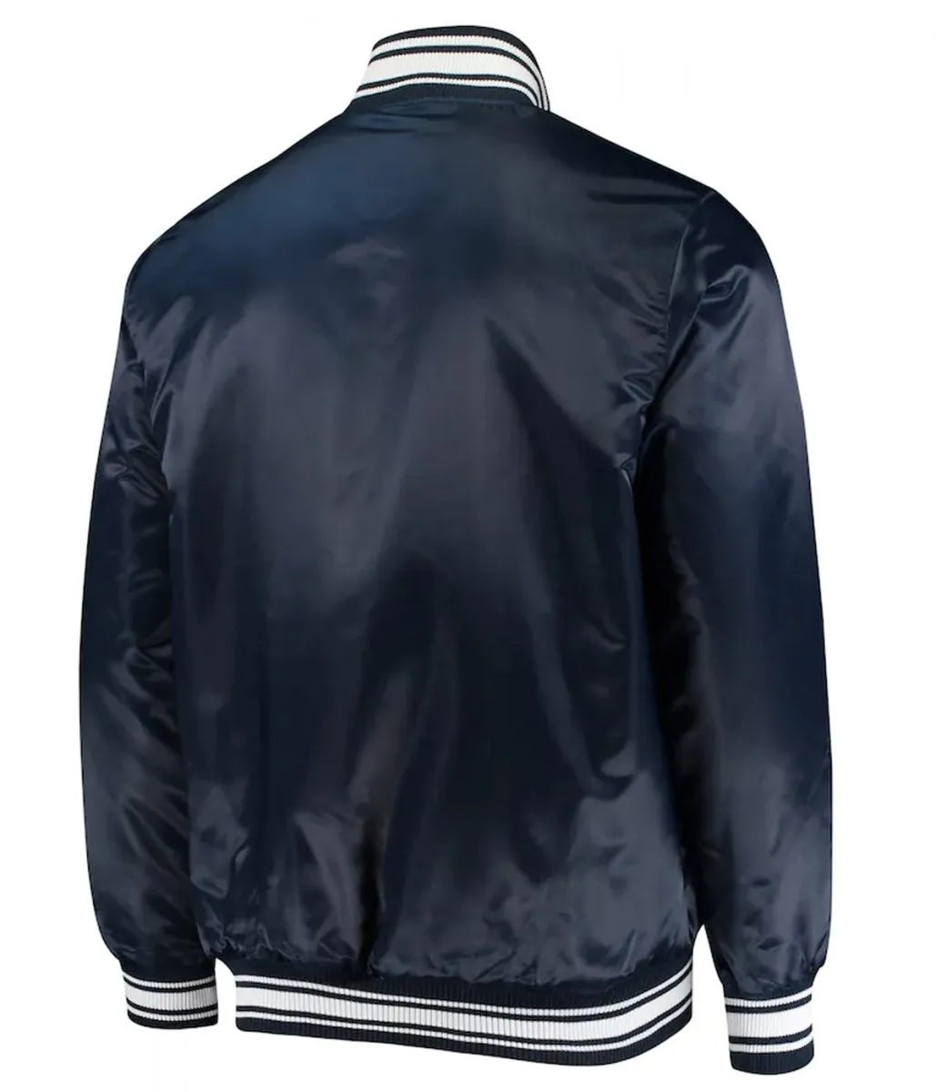 Chicago Bears Locker Room Bomber Blue Satin Jacket - side view