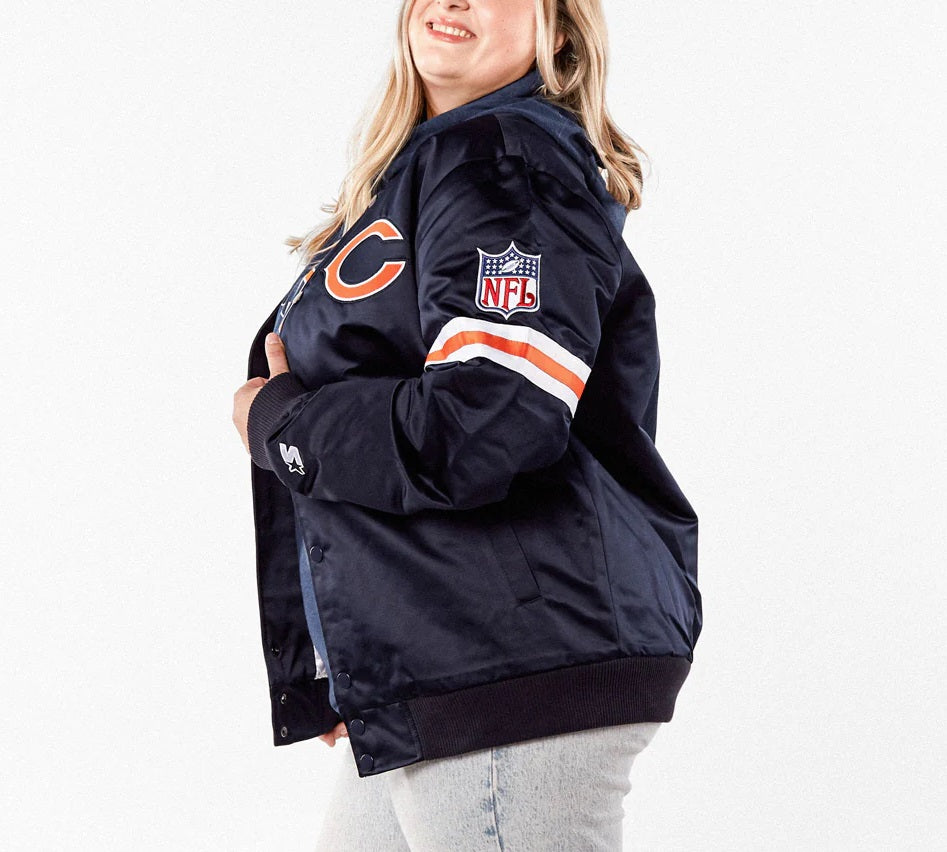Starter Chicago Bears Heavyweight Satin Jacket - back view