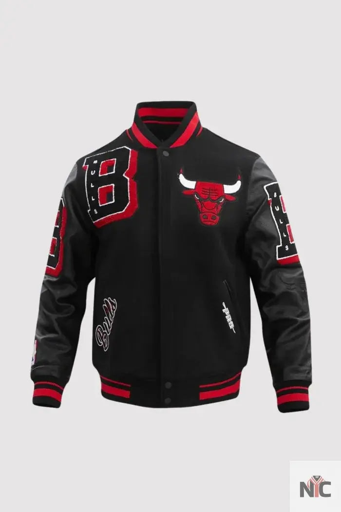 Chicago Bulls Pro Standard Mashup Black Varsity Jacket Clanton Jacket