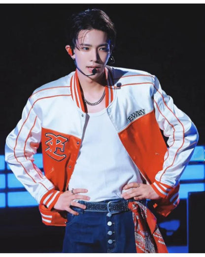 Evan China Game Fan Day 2026 Orange & White Satin Bomber Jacket