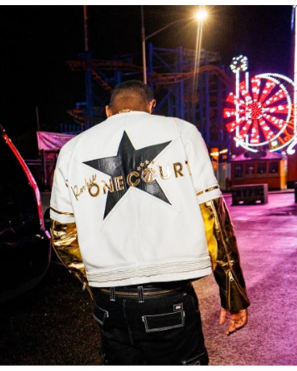 Chris Brown The R&B Tour Black Leather Racing Jacket - side view