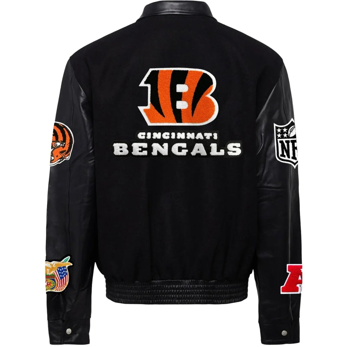 Cincinnati Bengals Jeff Hamilton Wool and Leather Jacket - back view