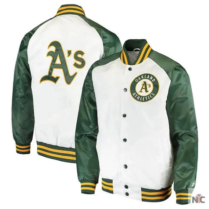 Clean-Up Hitter Oakland Athletics White and Green Jacket Clanton Jacket